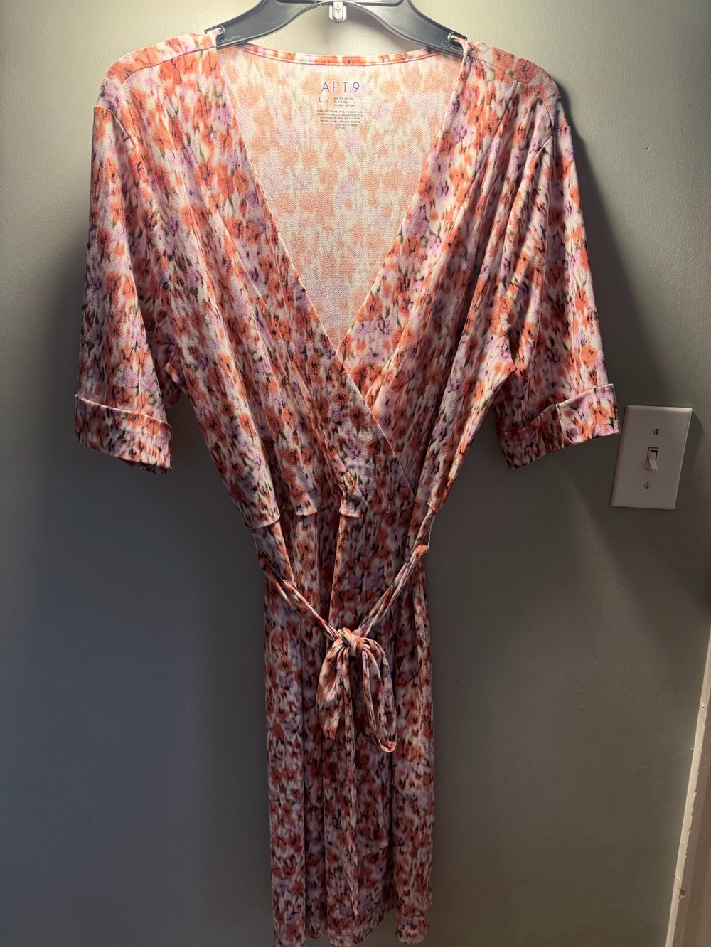 Apt. 9 Peach and Pink Floral Wrap Dress